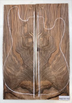 Top European Walnut figured 2-pcs., 9mm, Unique Piece #102